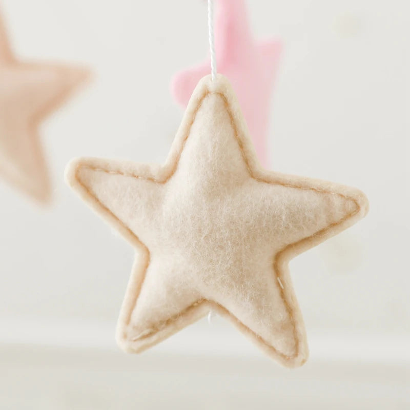 Wooden Crib Mobile Baby Bed Bell Rattle Toy Soft Felt Cartoon Bear Mobile Hanging Newborn Music Box Bed Bell Hanging Bracket Toy by Smarsty