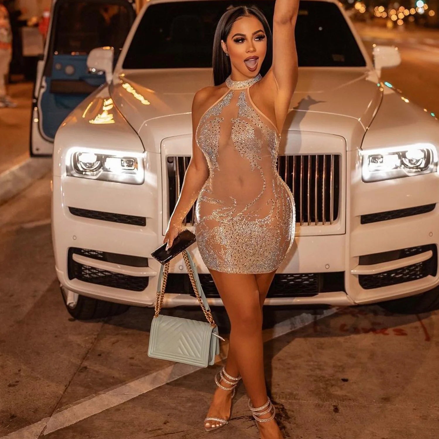 Sexy Summer Women Clothing Mesh Lace Embroidery Nightclub Ladies Dress One-piece Short Skirt Urban Style Elegant Commuting Style