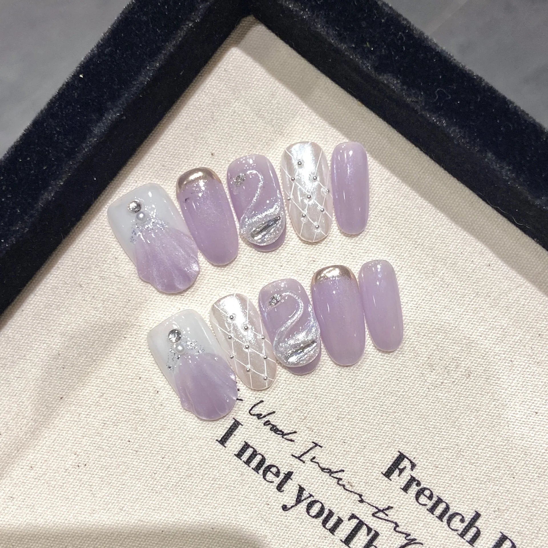 Handmade Blue Aurora Mermaid Press On Nails 10pcs - Smarsty