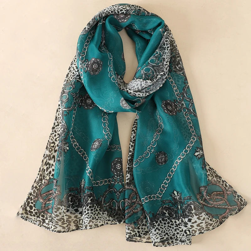 Women Print Chiffon Scarf Lightweight Sunscreen Shawl Wrap - Smarsty