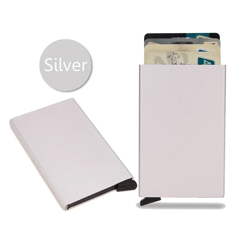 Anti Rfid Blocking Smart Wallet for Men Women ID Bank Credit Card Holder Metal Thin Slim Women Wallets Pop Up Minimalist Purse