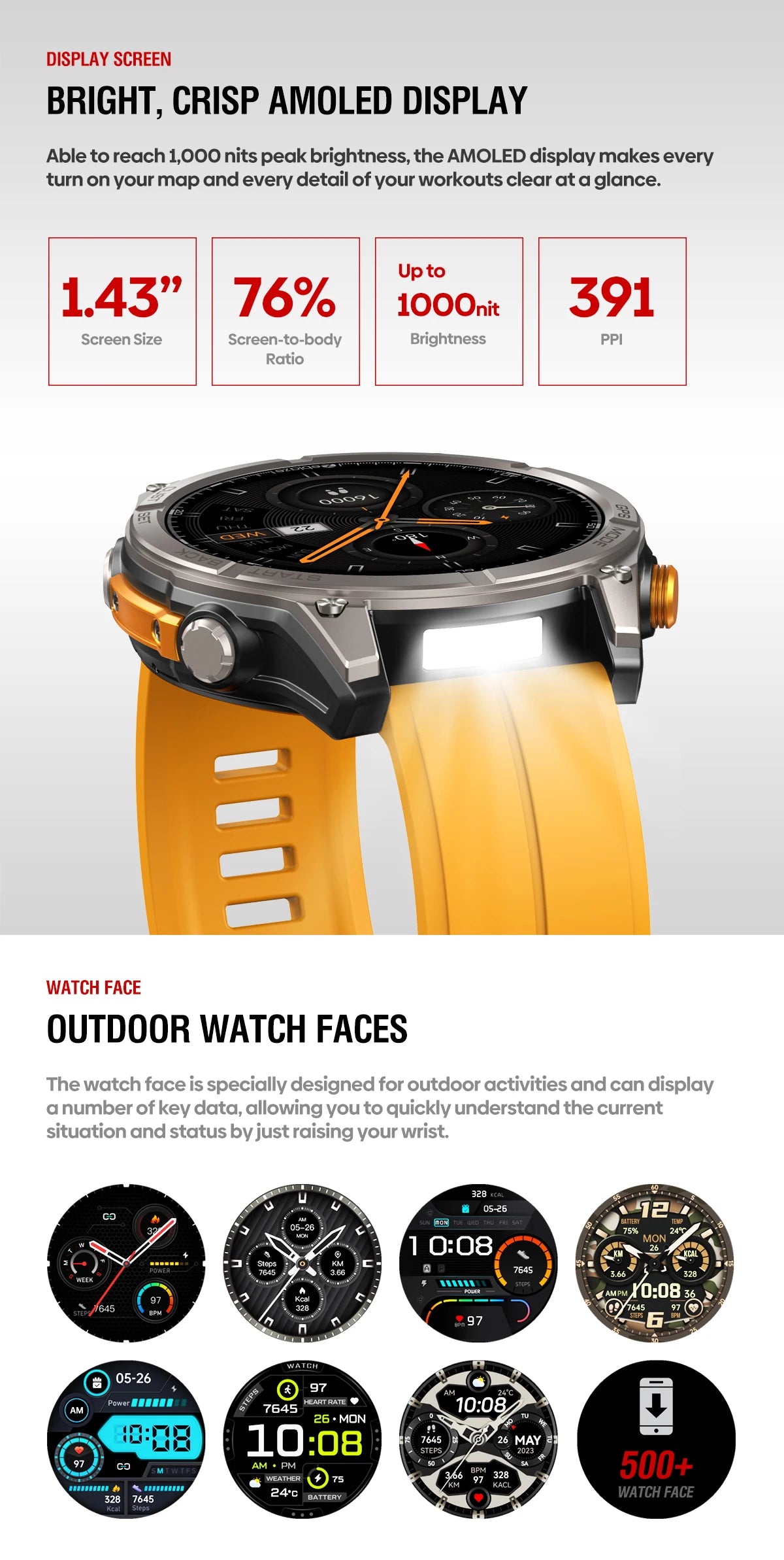 Zeblaze Stratos 4 GPS Smart Watch with AMOLED Display - Smarsty