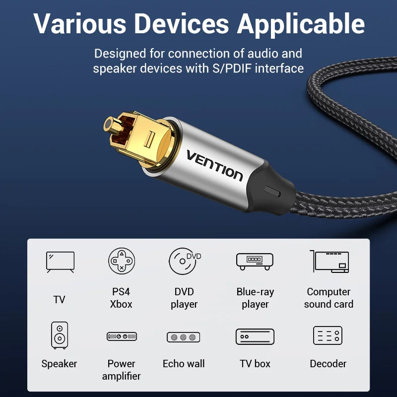 Vention Digital Optical Audio Cable for Superior Sound Quality - Smarsty