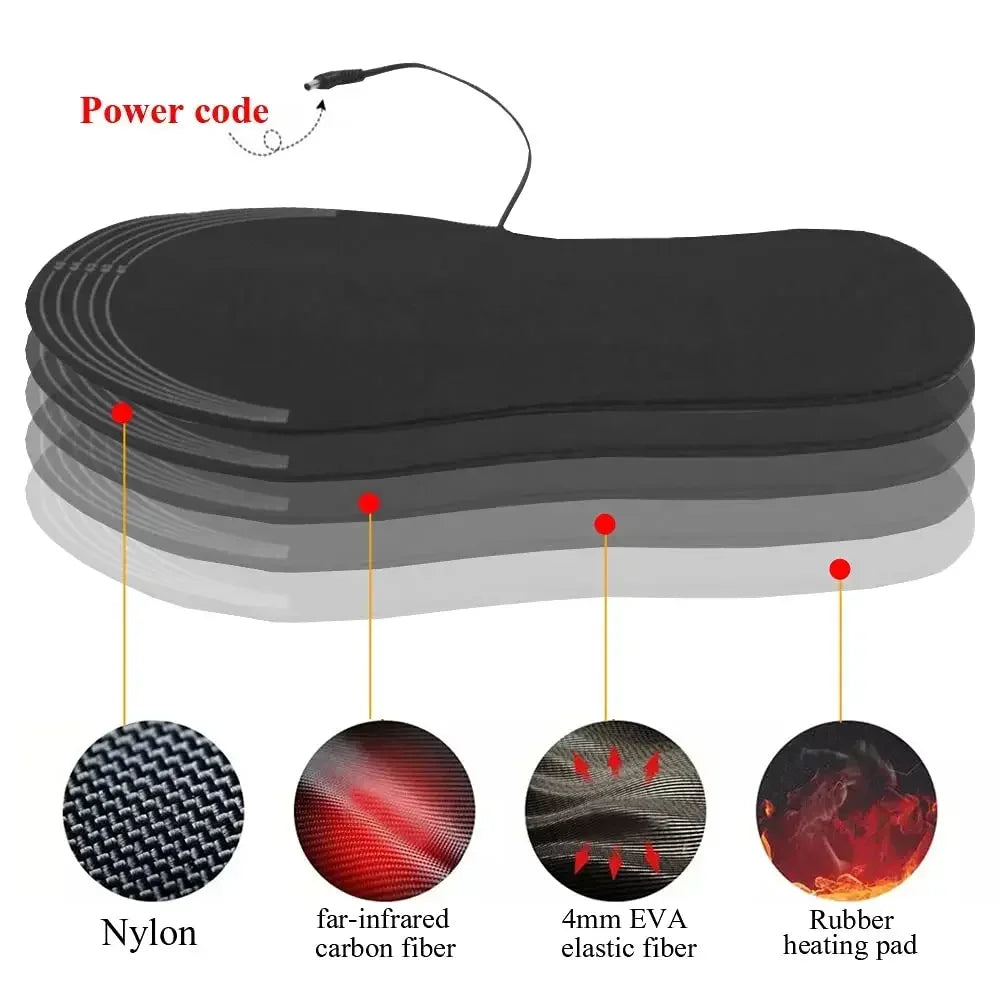 USB Heated Insoles Shoe Electric Foot Warming Pad Feet Warmer Sock Pad Mat Winter Outdoor Sports Heating Insole Winter Warm - Smarsty