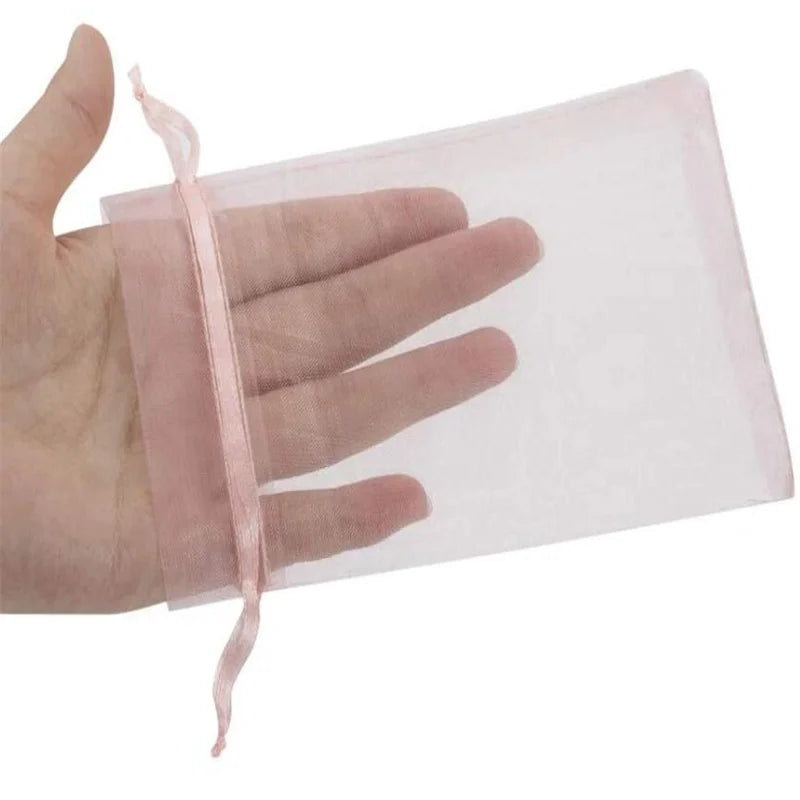 50 Pcs Pink Organza Drawstring Bags for Jewelry Packaging - Smarsty