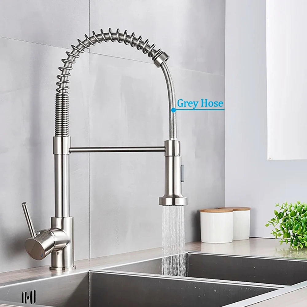 Brushed Nickel Kitchen Faucet with 360 Degree Rotation - Smarsty
