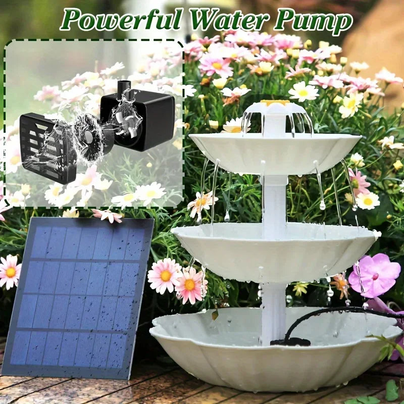 Solar Bird Bath Fountain with Detachable Pump for Garden Decor - Smarsty