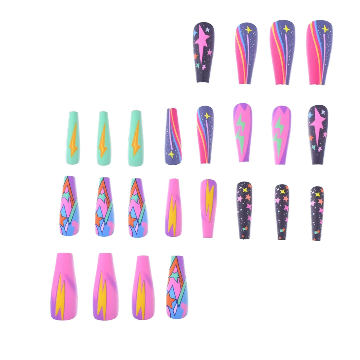 Extra Long Stiletto Black Full Cover Fake Nails - Smarsty