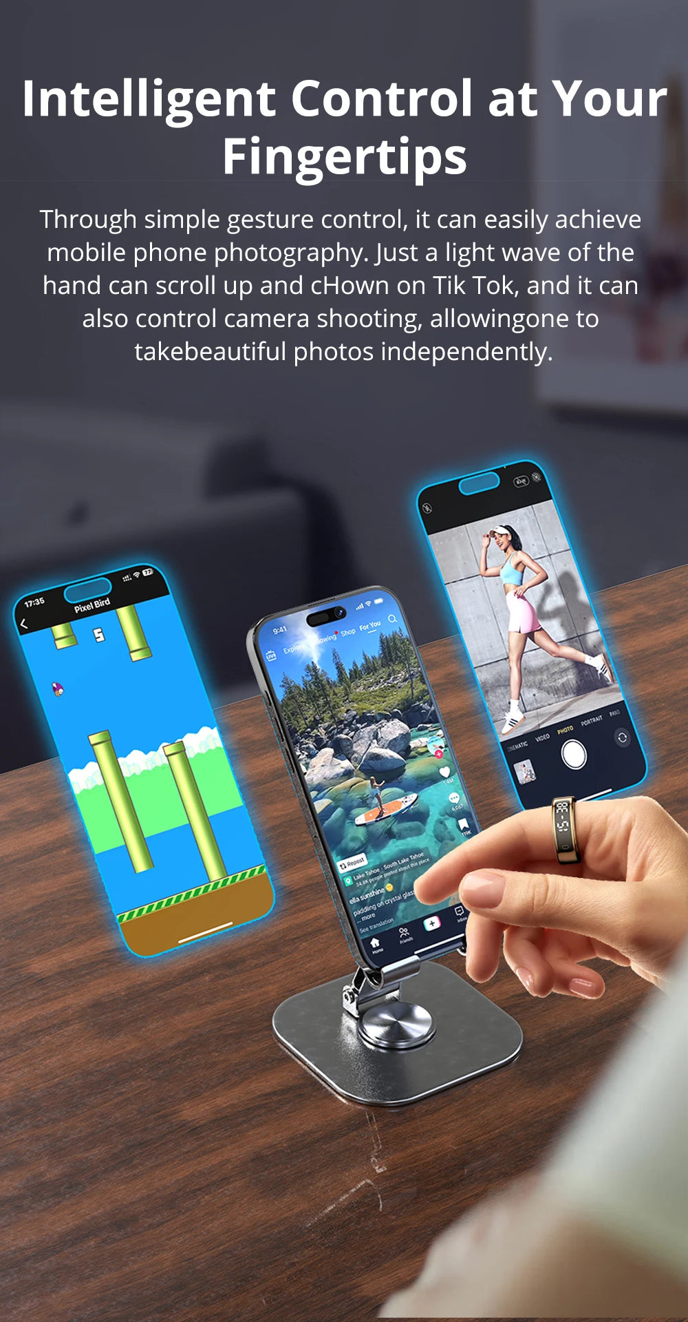 2025 COLMI R12 Smart Ring with Display Screen and Touch, Wireless Charging, Health Manager, 5 ATM Waterproof For Men Women