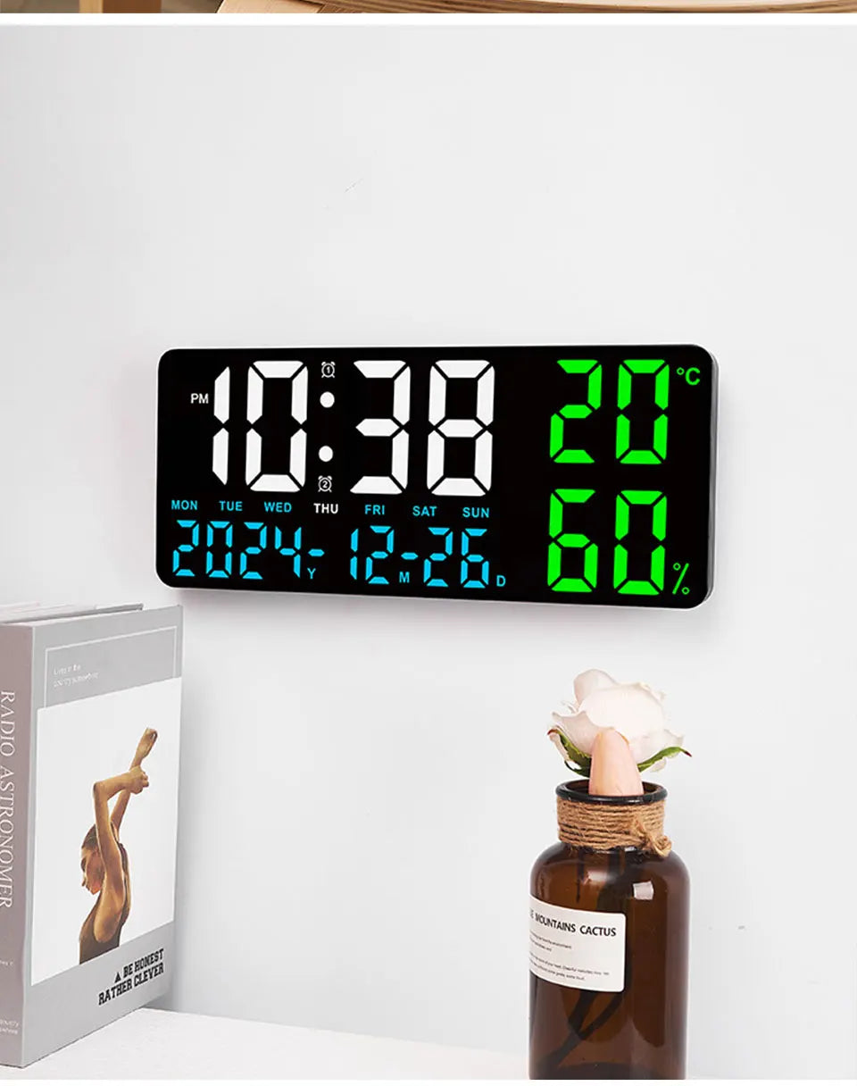 Digital Wall Clock with Remote Control and Humidity Display - Smarsty