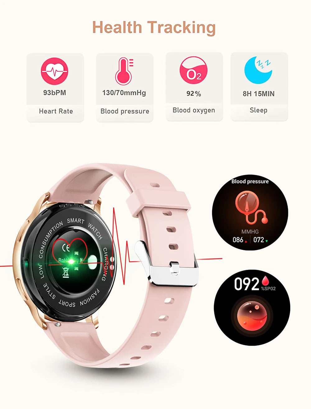Bluetooth Smart Watch for Fitness Tracking and Calls - Smarsty