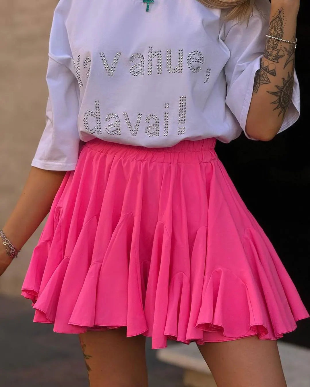Wolfeel Summer White Mini Skirt High Waist Sexy Cute Ruffle Vintage Tennis Skirt Elastic Waist Tutu Short Skirts for Women - Smarsty