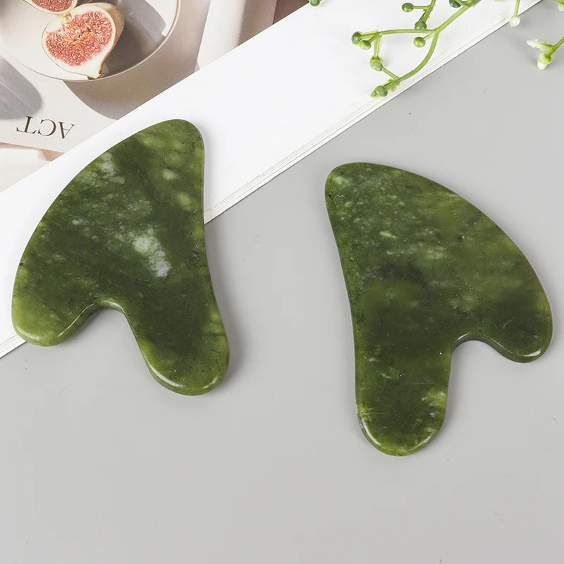 Helu Jade Gua Sha Tool Xiuyan Jade Heart-shape Massager Neck Massage Guasha Beauty Product Skin Care health Tool - Smarsty
