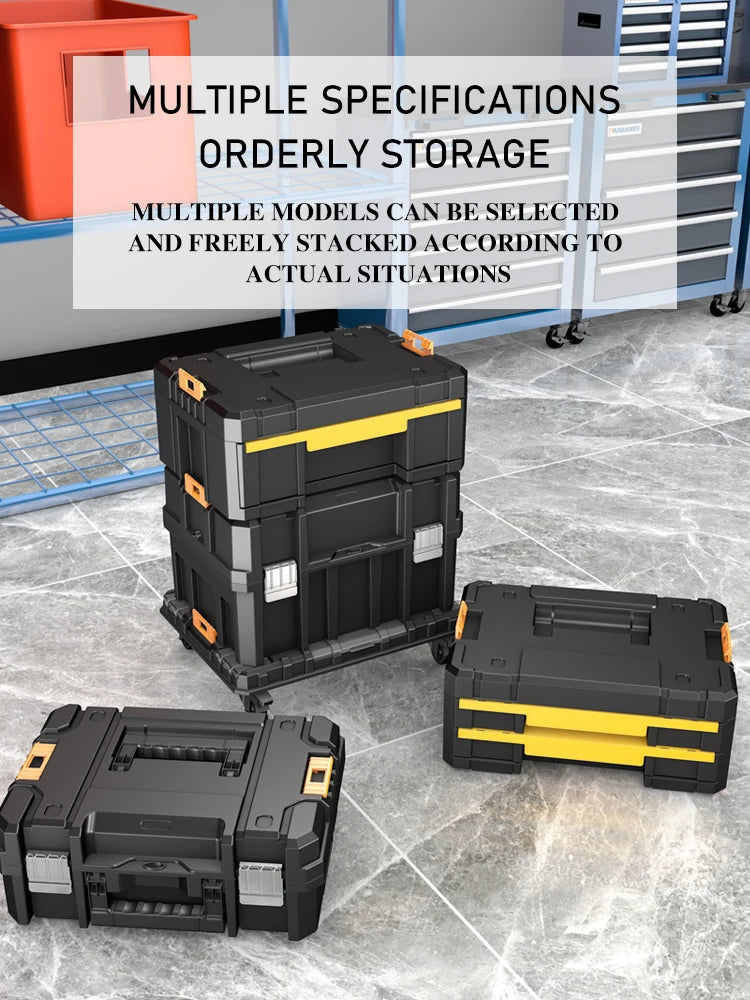 AIRAJ MultiFunctional Tier Stackable Rolling Plastic Portable Folding Tool Storage Box , Suitable for Garage Storage