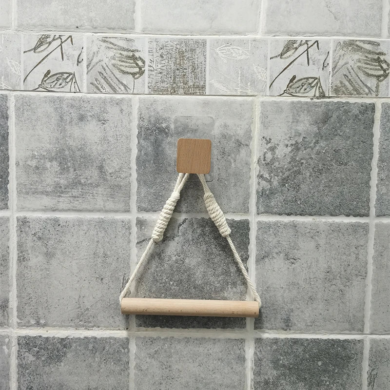 Wooden Wall Mounted Toilet Paper Holder with Towel Rack - Smarsty