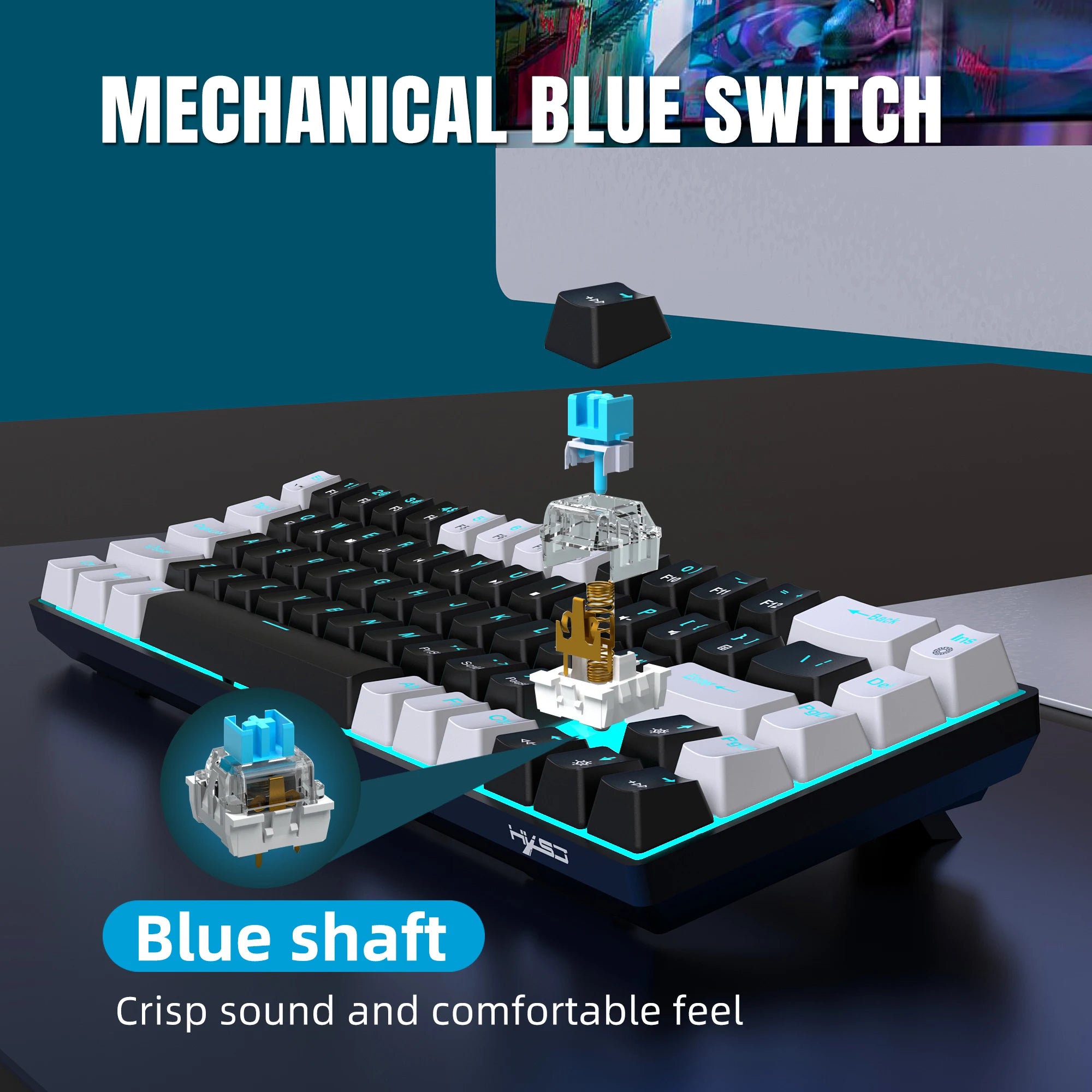 68 Keys Mechanical Keyboard With Ergonomic RGB Backlight