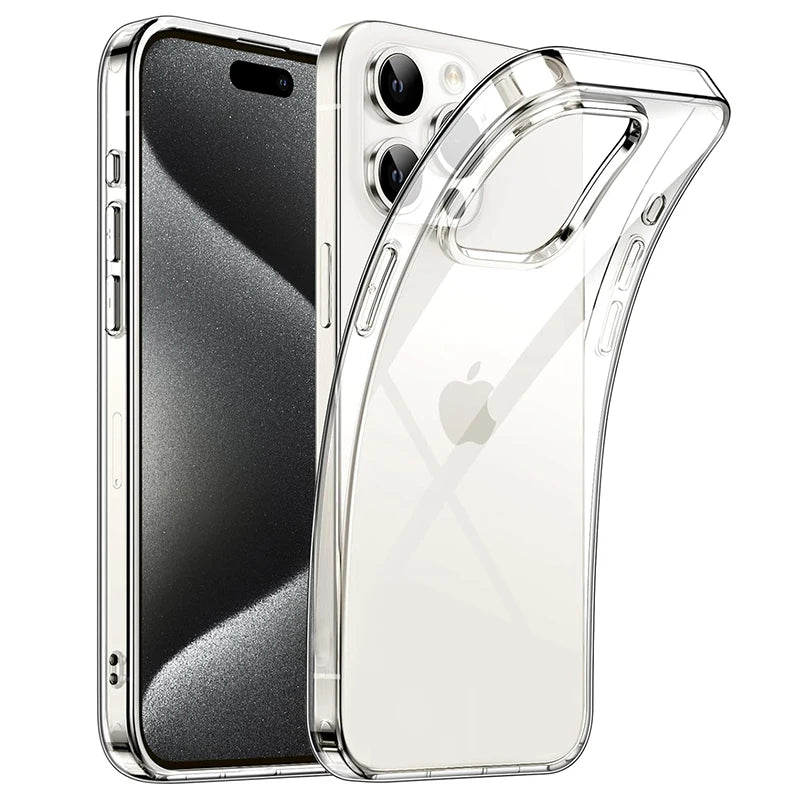 Original Transparent Black Silicone Soft Case For iPhone 15 Pro Max Carcasa Ultra Thin Case for iPhone 14 13 12 Mini 11 Pro Max by Smarsty
