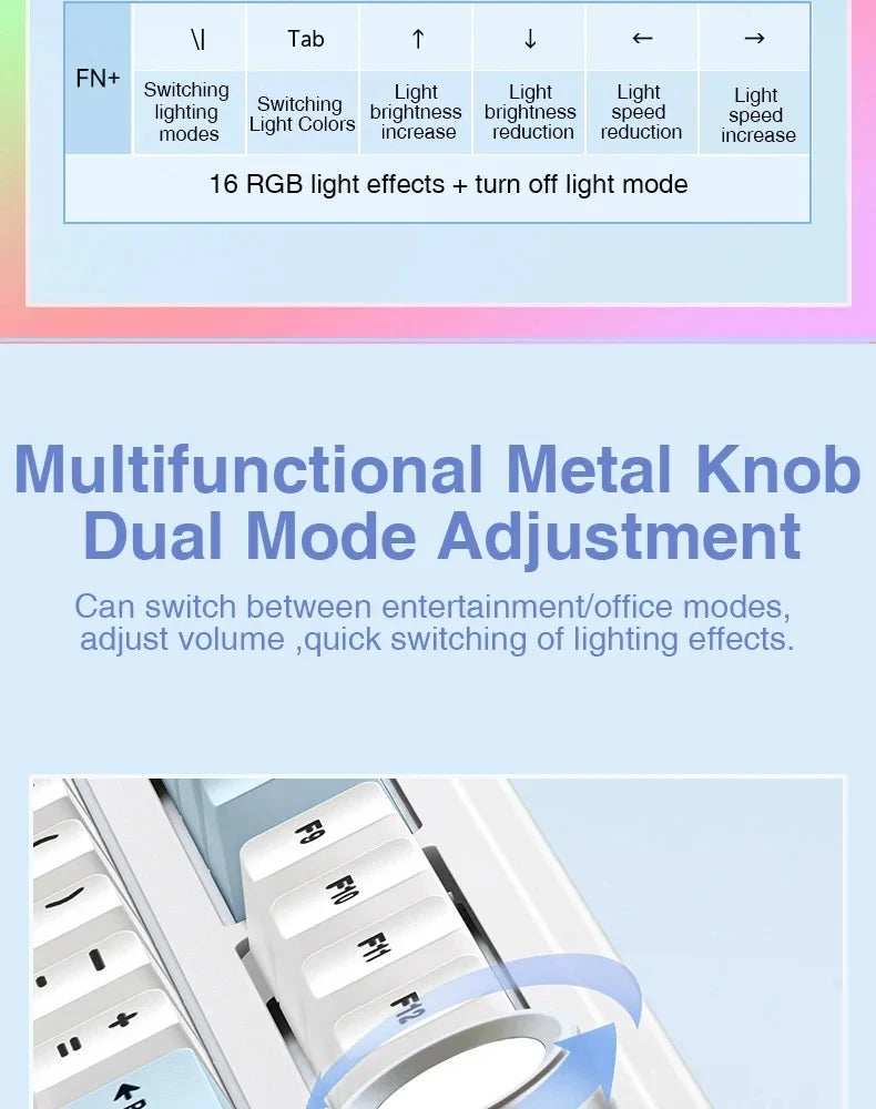 Gaming Mechanical Keyboard 75 Percent RGB Gasket Structure