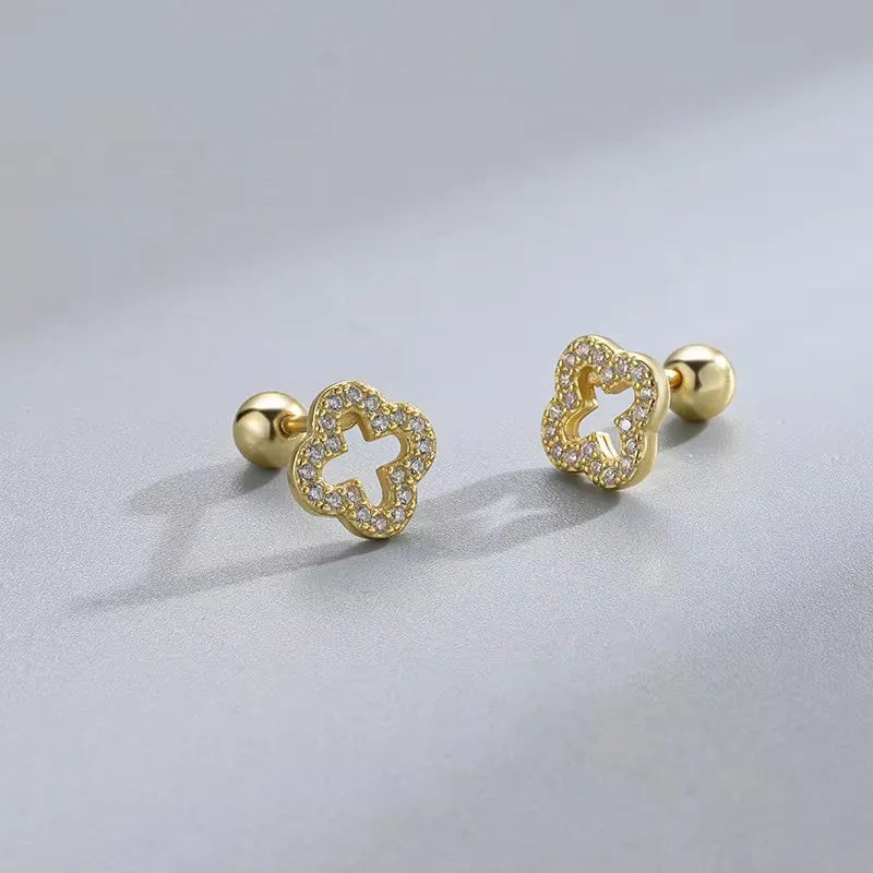 Hypoallergenic Heart Stud Earrings Screw Back For Women - Smarsty