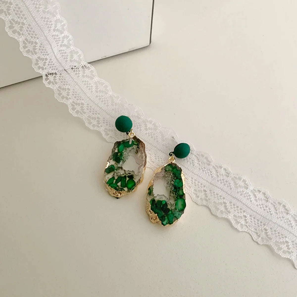 Vintage Emerald Drop Earrings for Women Trendy Fairycore Style - Smarsty