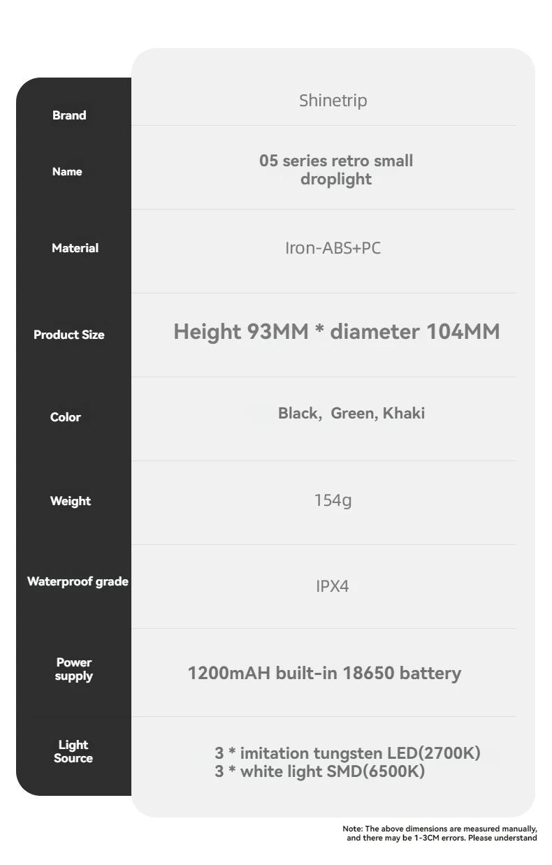 Shine Trip Outdoor Retro Smalldroplight, Campsite Lamp, Atmosphere Lamp, USB Charging Tent Light, LED Camping Hangling Lamp by Smarsty