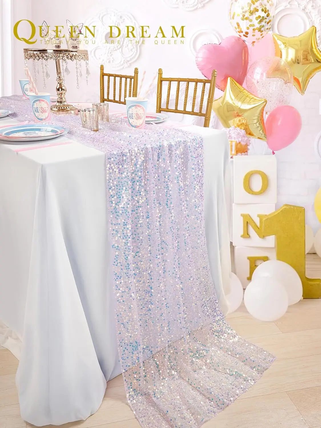 Glitter Iridescent Sequin Table Runner for Elegant Events - Smarsty