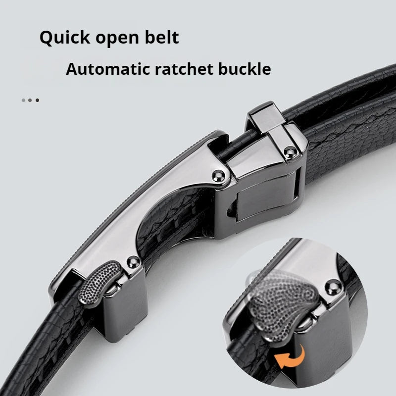 OYIFAN Genuine Leather Men Belt Adjustable Automatic Buckle - Smarsty