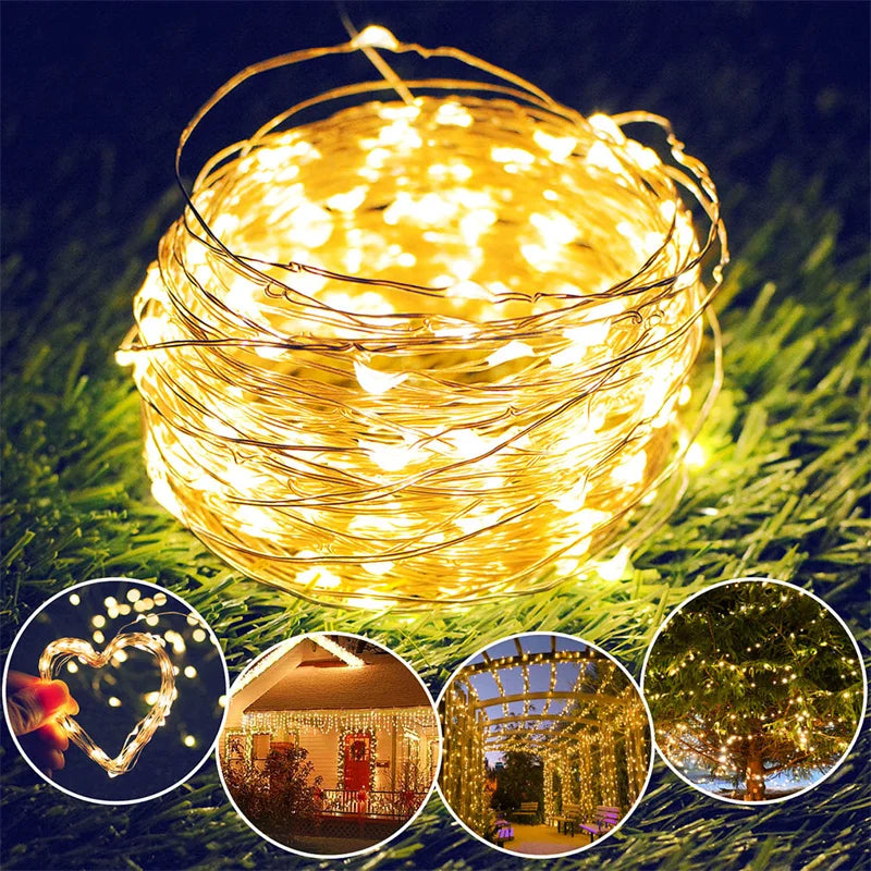 USB Led Fairy Lights Copper Wire String 20M 200LED Holiday Outdoor Lamp Garland For Christmas Tree Wedding Party Decoration - Smarsty