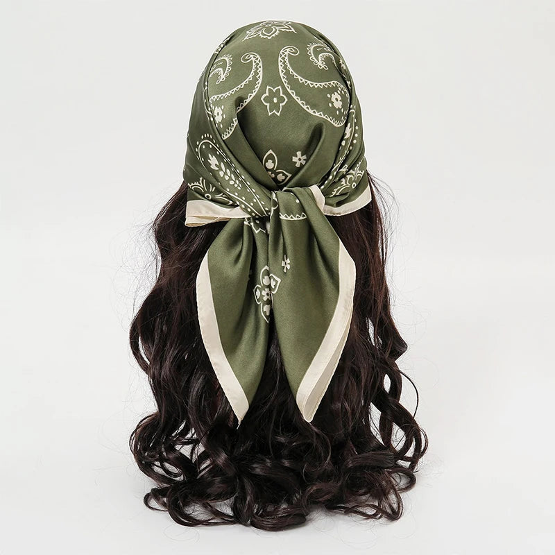 Bohemian Floral Print Silk Scarf for Women Sun Protection - Smarsty