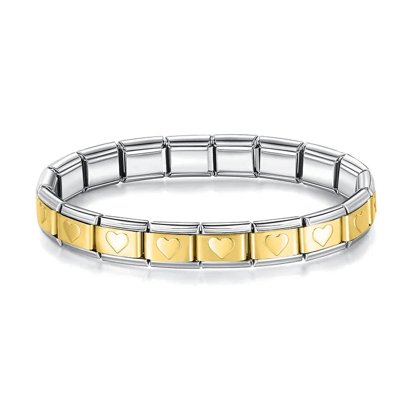 Womens Stainless Steel Charm Bracelet Elastic Fashion Bangle - Smarsty