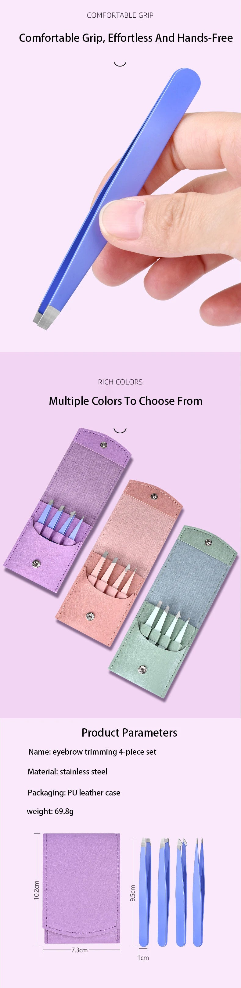 Colorful Stainless Steel Eyebrow Tweezers for Precision Hair Removal - Smarsty