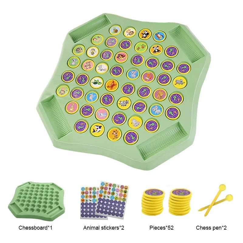 Kids Battle Chess Educational Toy Observation Concentration Training Fun Animal Flip Chess Parent-child Interactive Game Toys by Smarsty