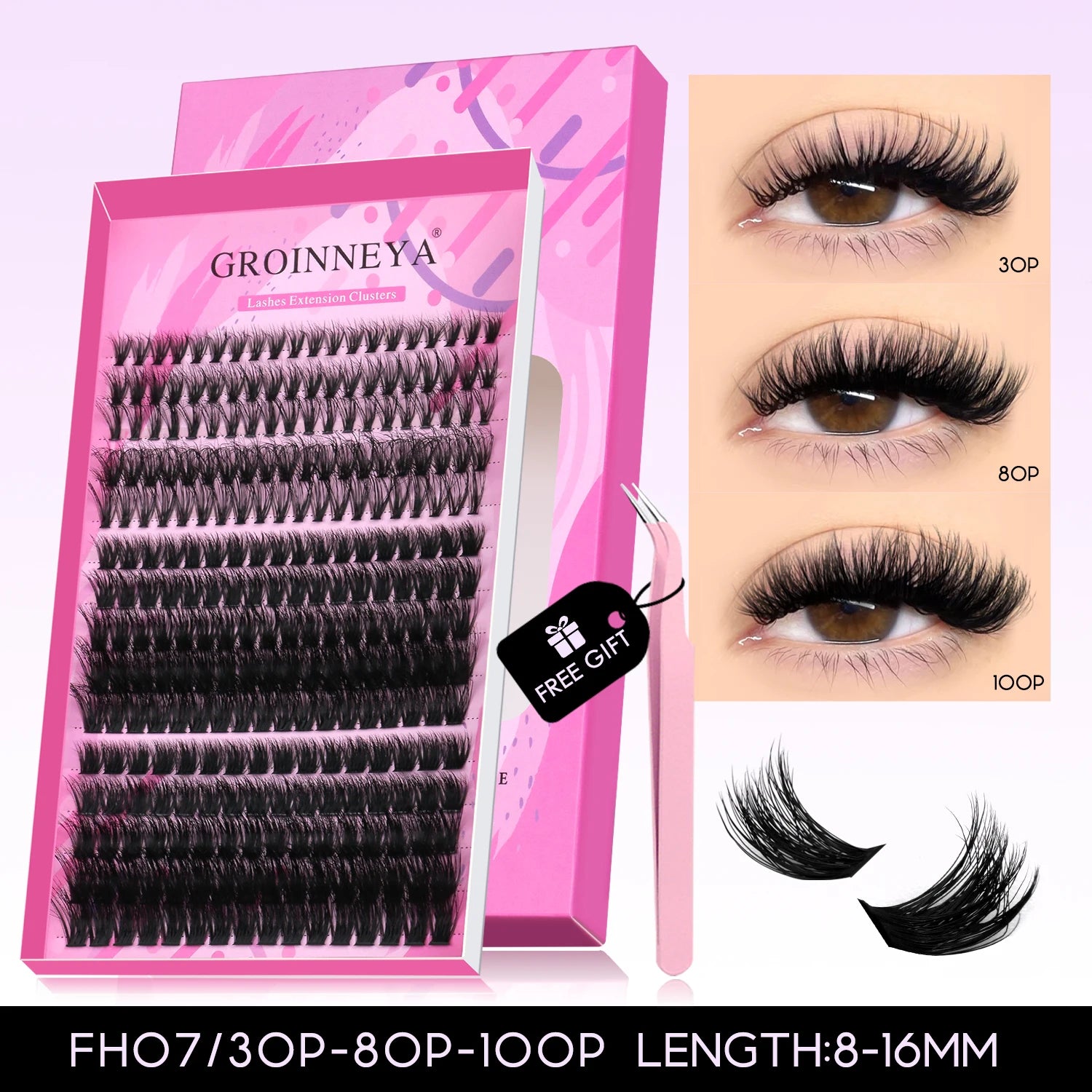 GROINNEYA DIY Fluffy Lash Clusters Kit for Volume - Smarsty