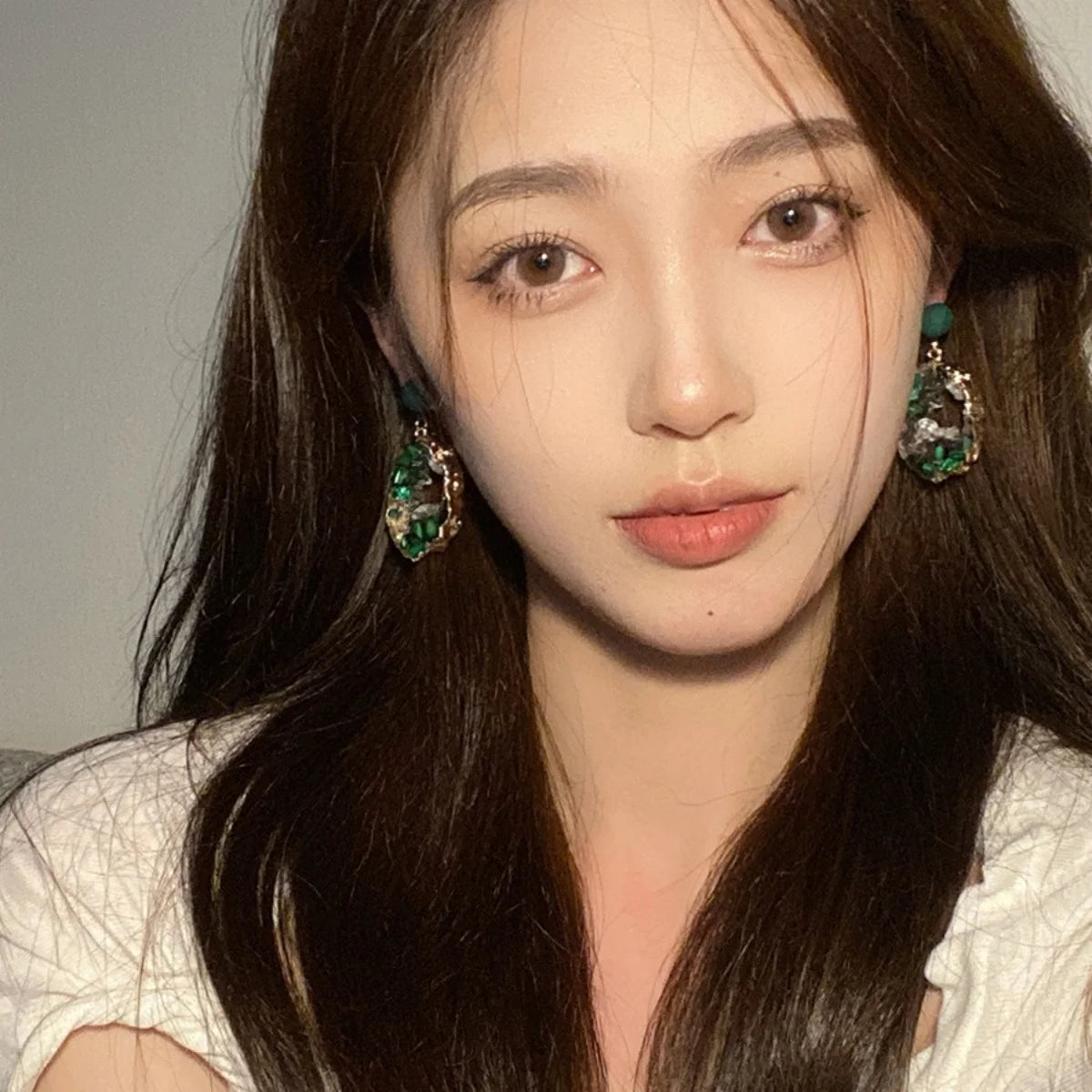 Vintage Emerald Drop Earrings for Women Trendy Fairycore Style - Smarsty