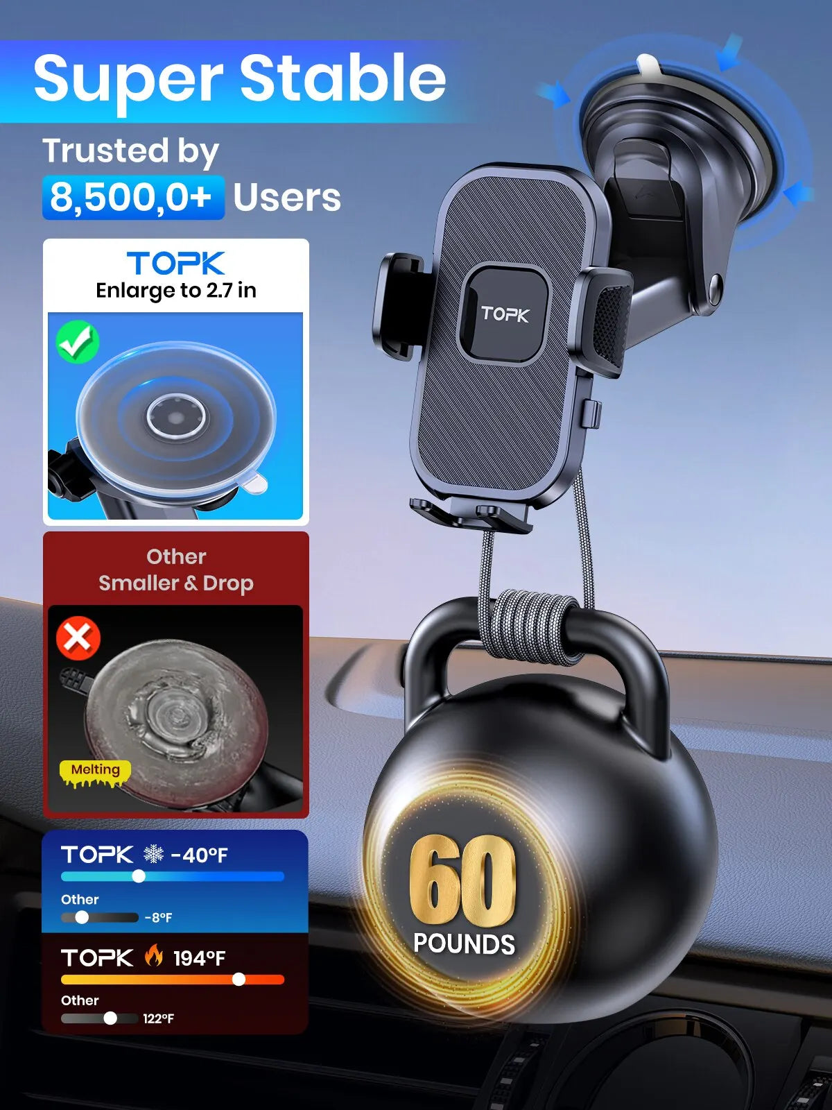 TOPK Car Phone Holder Gravity Stand for iPhone Xiaomi Samsung Car Mobile Support for Dashboard Windshield Air Vent Phone Mount