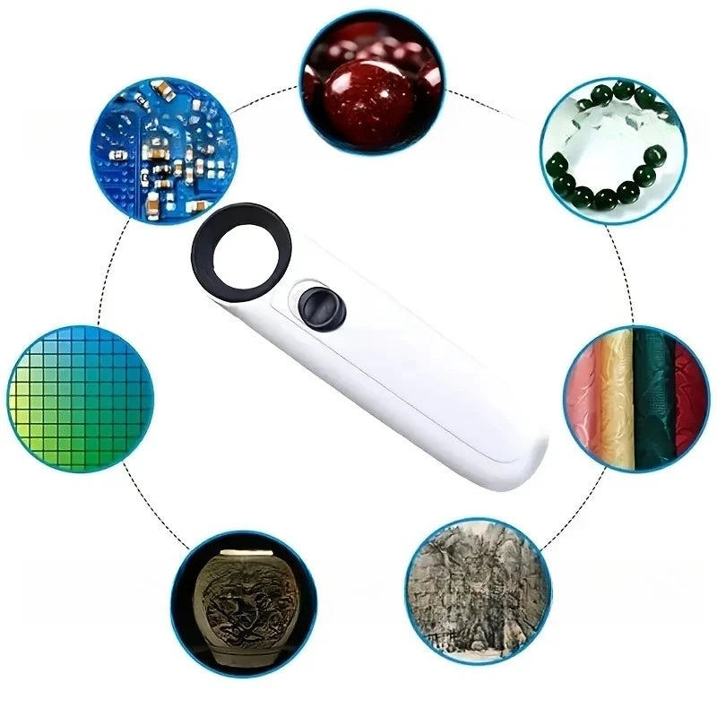 40X Handheld Magnifier With Two LED Lights Identification Jewelry Diamond Jade Mirror HD Magnifying Glass