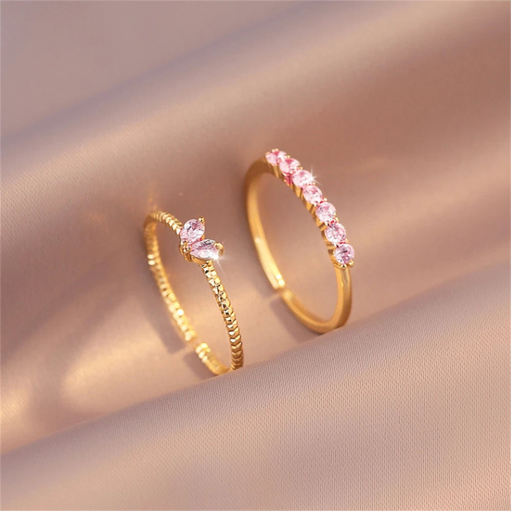 Elegant Dainty Crystal Heart Rings Set for Women - Smarsty