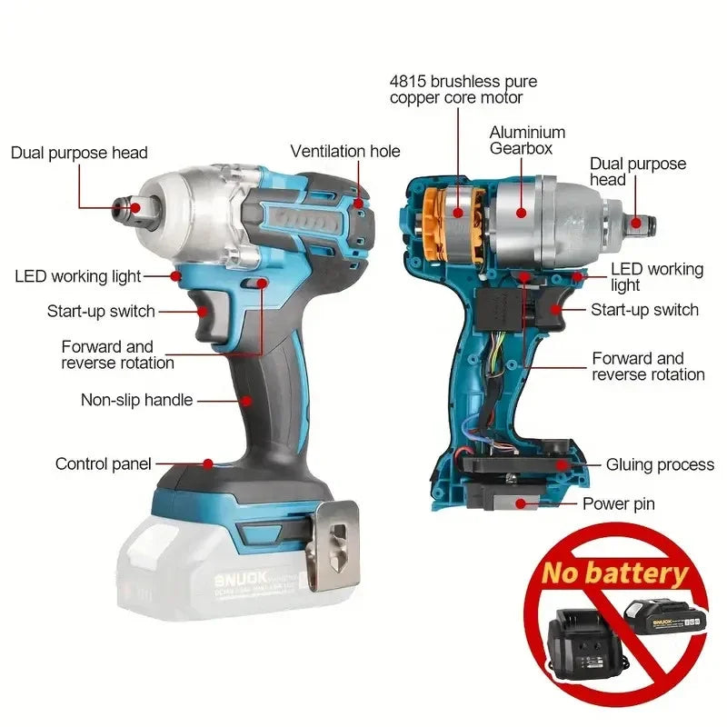 Cordless Rechargeable Electric Wrench with 320N.m Torque - Smarsty