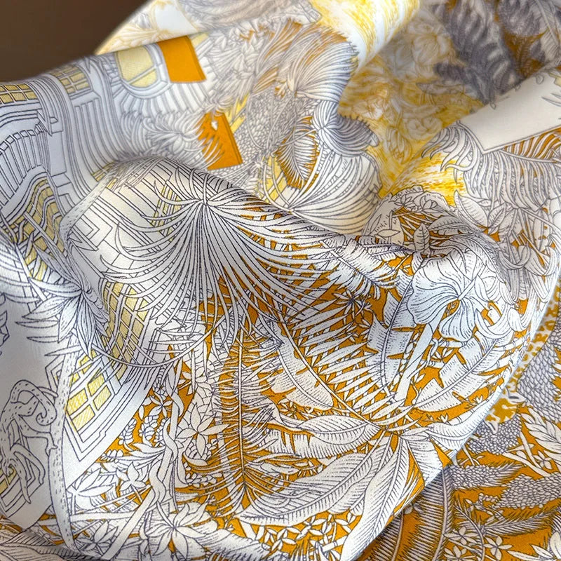 Bohemian Floral Print Silk Scarf for Women Sun Protection - Smarsty
