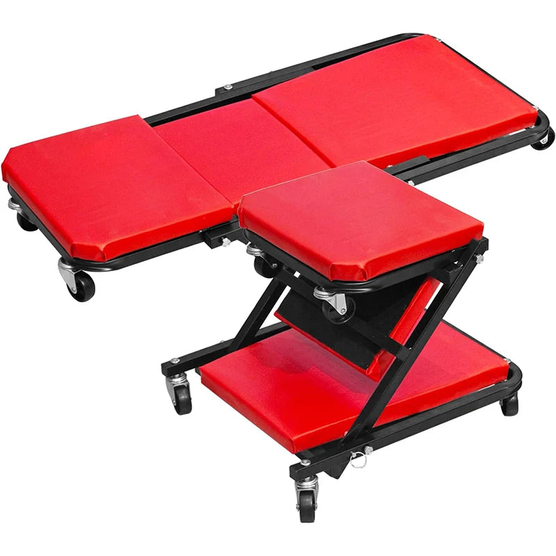 Rolling Creeper Durable Knee Pads with Full 360 Degree Turn Casters and Tool Tray, Swivel Castors Comfortable cushioning kneelin