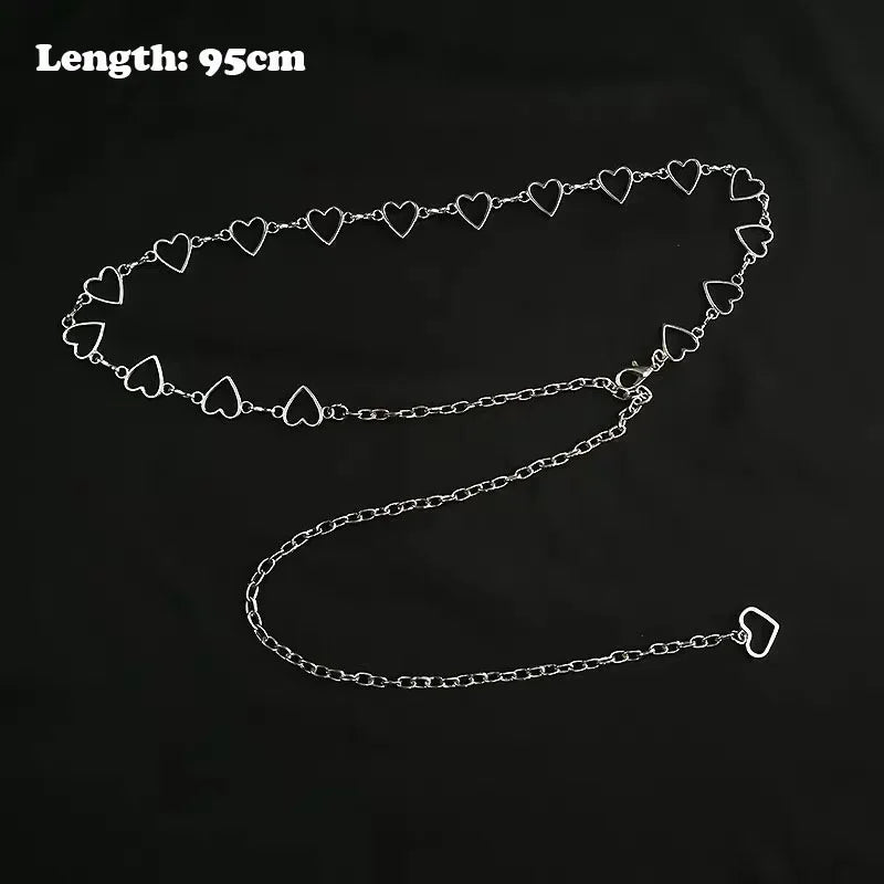 Women High Waist Metal Chain Belt with Crystals - Smarsty