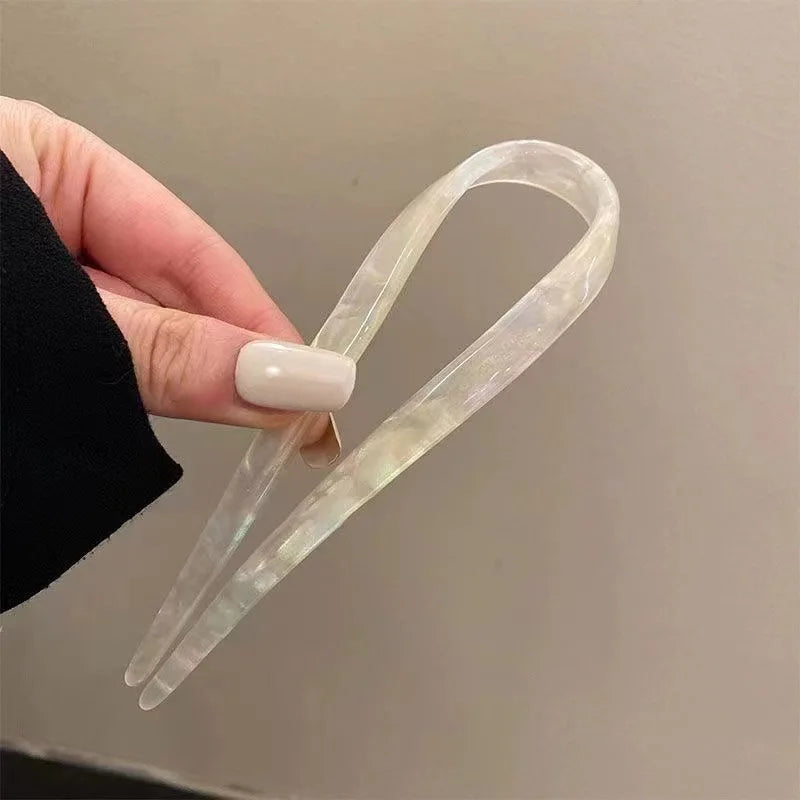 Elegant U-Shaped Hairpin with Mineral Pattern for Women - Smarsty