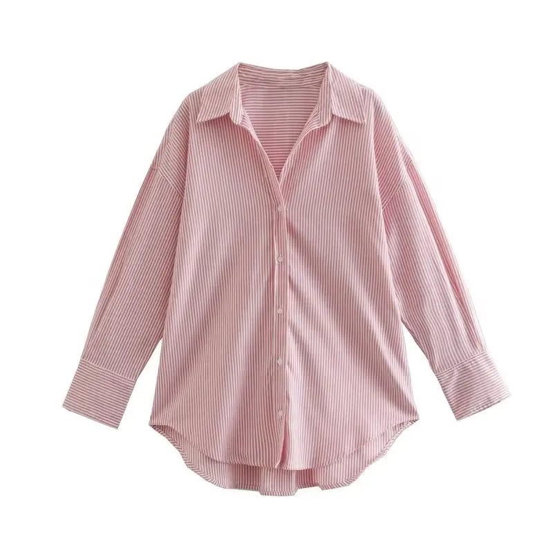 MUJER Women Shirt Multicolour Button Up Shirt Women Summer Long Sleeve Top Female Streetwear Oversize Shirts And Blouses Women - Smarsty