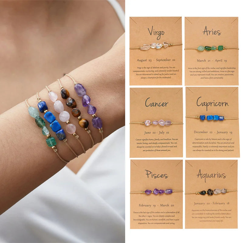 12 Constellation Natural Stone Beads Bracelets for Zodiac Signs - Smarsty