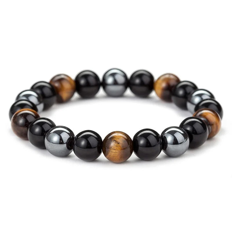 Natural Black Obsidian Tiger Eye Beads Bracelet for Health Protection - Smarsty