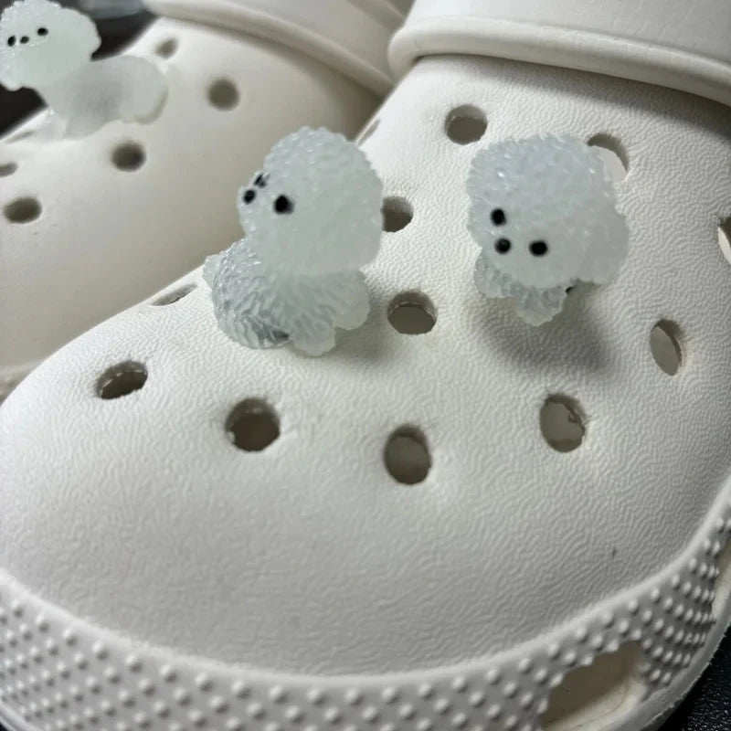 4Pcs/Set Luminescence 3D Cute Puppy Shoe Decoration Diy Shoes Charms Used For Clogs Sandals Perfect For Holiday Xmas Gifts