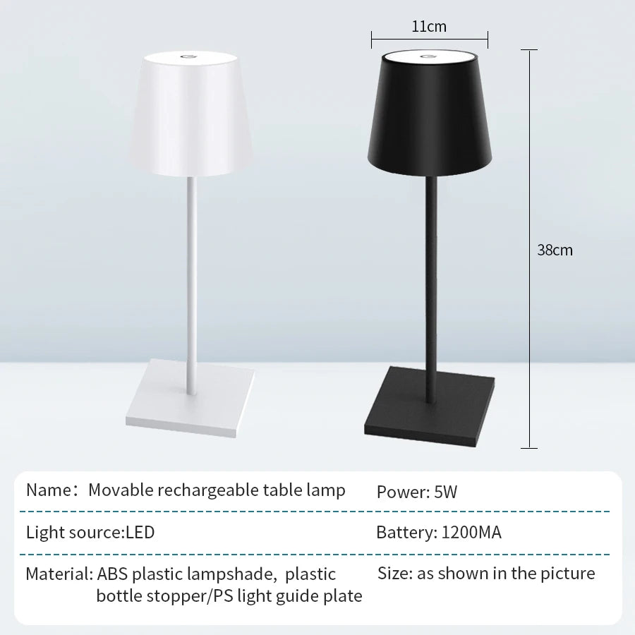 Rechargeable LED Table Lamp with Touch Control Dimmable Lighting - Smarsty
