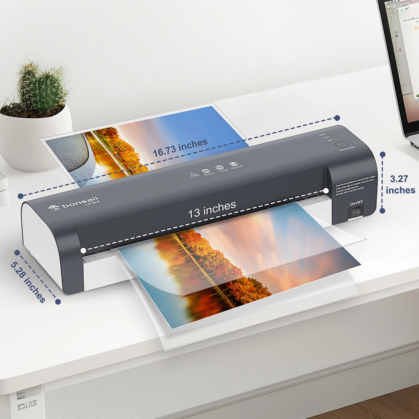 BONSAII 13" Laminator for A3, Never Jam, Smart Temp, Long-Lasting Preservation, Ideal for Home/Office/Classroom