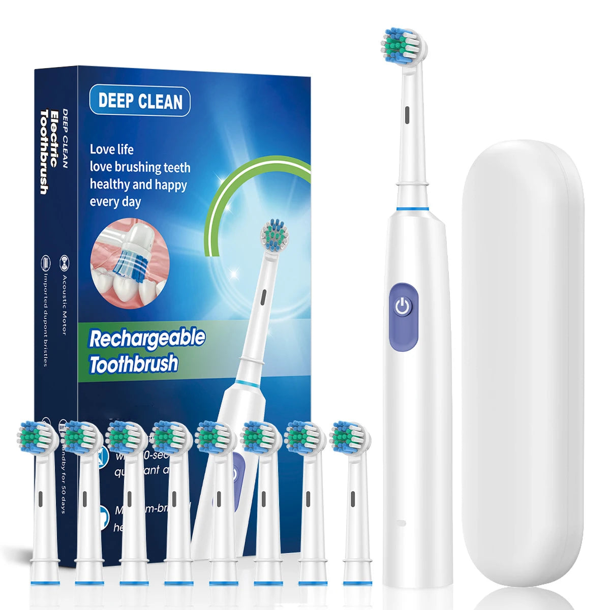 Waterproof Electric Toothbrush with 8 Heads and Timer - Smarsty
