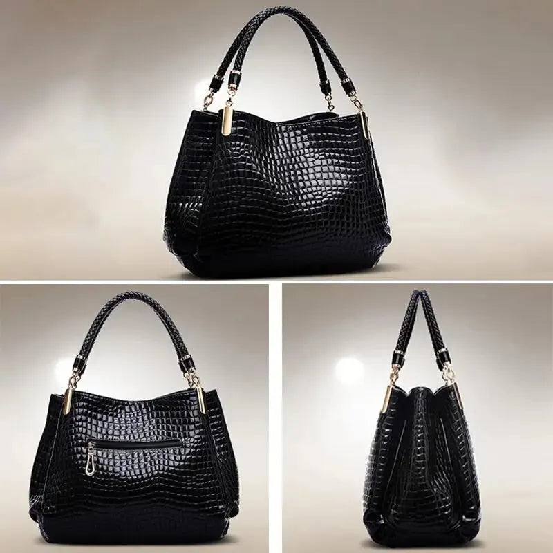 Large Capacity Women's Tote Bag Crocodile Print Everyday - Smarsty